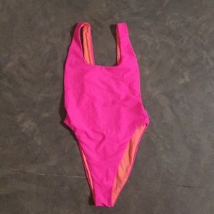 Hot pink one piece swim suit